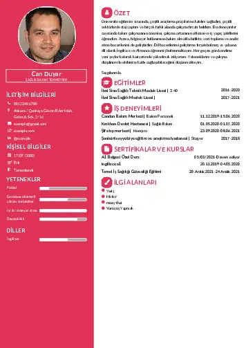 Hasta Bakıcı Cv Örnekleri cv indir